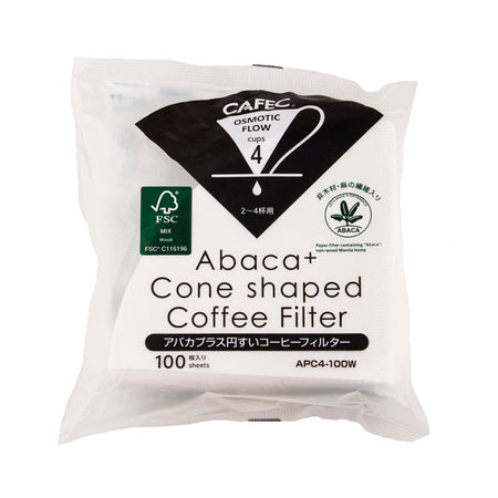 Cafec Abaca+ cup 4 - filtry stożkowe do dripa (100 szt.)